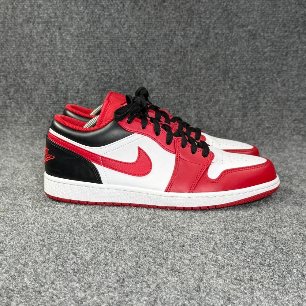 Jordan 1 Low Shoes Men's 10 Bulls Red White Black Athletic Hooping Sneakers